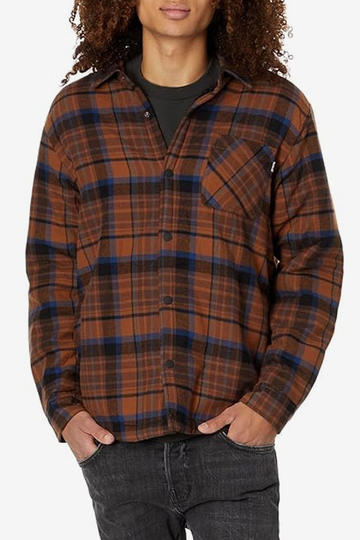  Camisaco HURLEY PORTLAND SHERPA LINED FLANNEL-BROWN