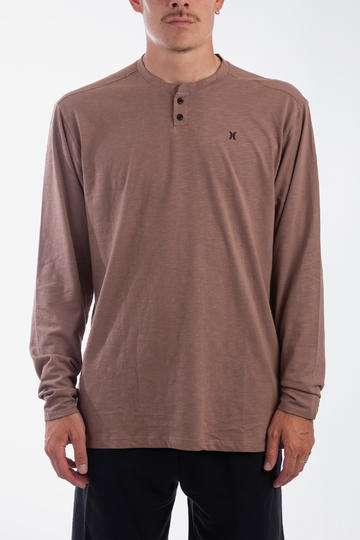 Remera HURLEY H2O DRI SLUB HENLEY LS - BROWN
