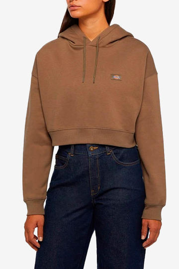 Buzo de mujer DICKIES OAKPORT CROPPED HODDIE-MUSHROOM