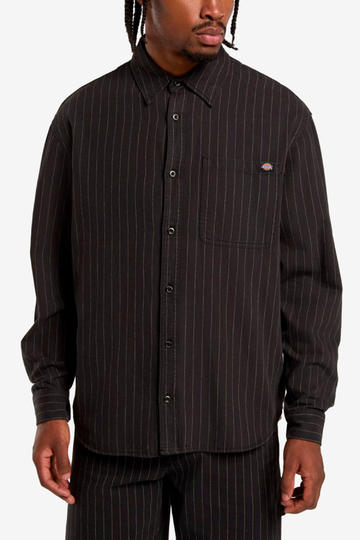 Camisa de hombre DICKIES NEW HICKORY L/S SHIRT- BLACK