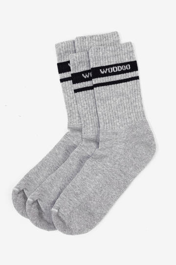 Medias WOODOO STRIPES CREW x 2 PK -GRIS MELANGE